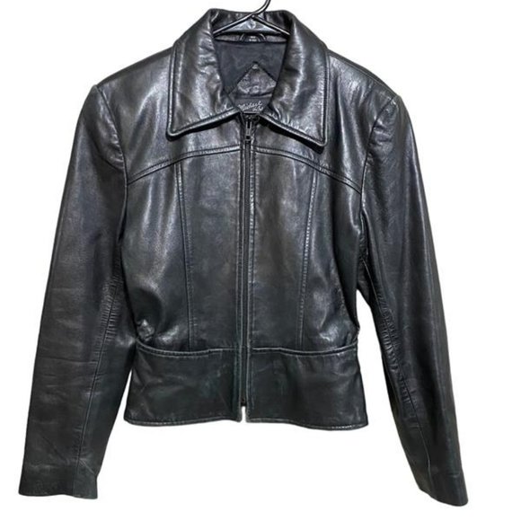 Vintage Michael Hoban North Beach Fitted Size 6 Black Leather Jacket - Picture 2 of 15